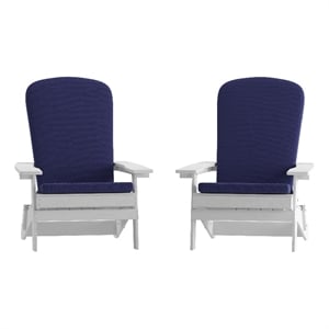 Flash Furniture Charlestown Plastic Adirondack Chairs in Blue/White (Set of 2)