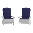 Flash Furniture Charlestown Plastic Adirondack Chairs in Blue/White (Set of 2)