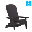 Flash Furniture Charlestown Plastic Adirondack Chairs in Black/Gray (Set of 2)