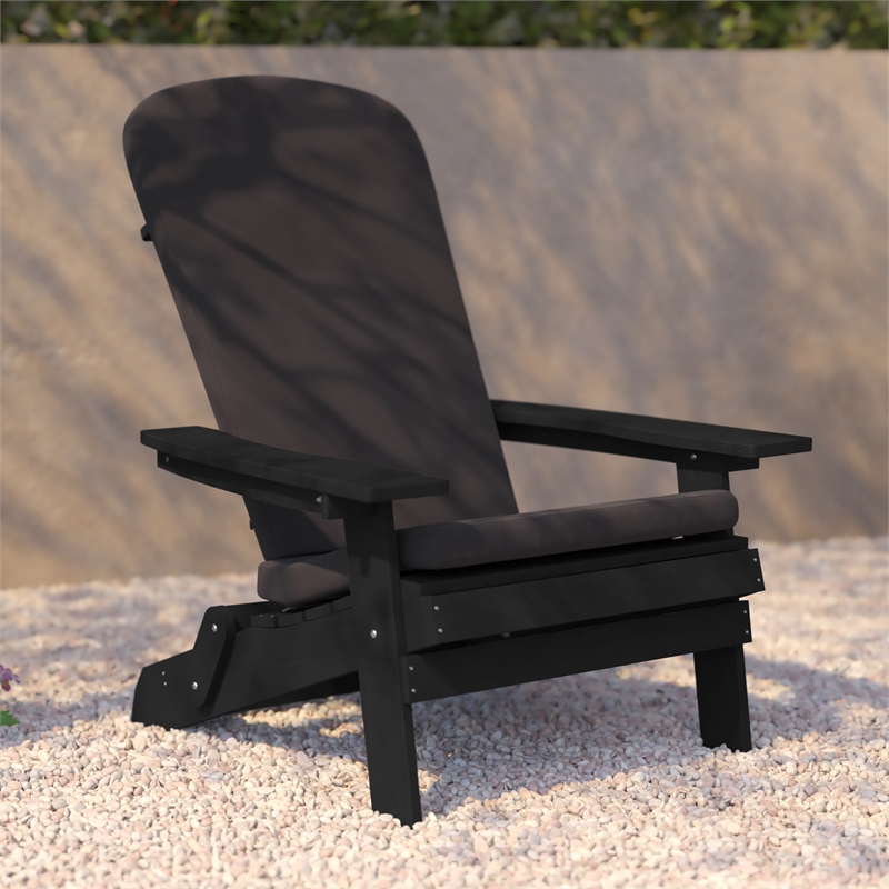 Flash Furniture Charlestown Plastic Adirondack Chairs in Black/Gray (Set of 2)