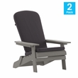 Flash Furniture Charlestown Plastic Folding Adirondack Chairs in Gray (Set of 2)