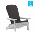 Flash Furniture Charlestown Plastic Adirondack Chairs in Gray/White (Set of 2)