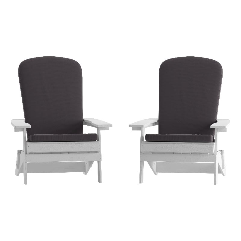 Flash Furniture Charlestown Plastic Adirondack Chairs in Gray/White (Set of 2)