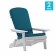 Flash Furniture Charlestown Plastic Adirondack Chairs in White/Teal (Set of 2)