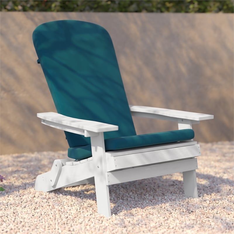 Flash Furniture Charlestown Plastic Adirondack Chairs in White/Teal (Set of 2)