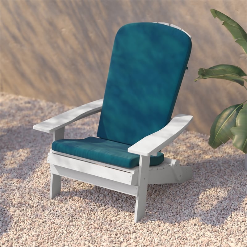 Flash Furniture Charlestown Plastic Adirondack Chairs in White/Teal (Set of 2)