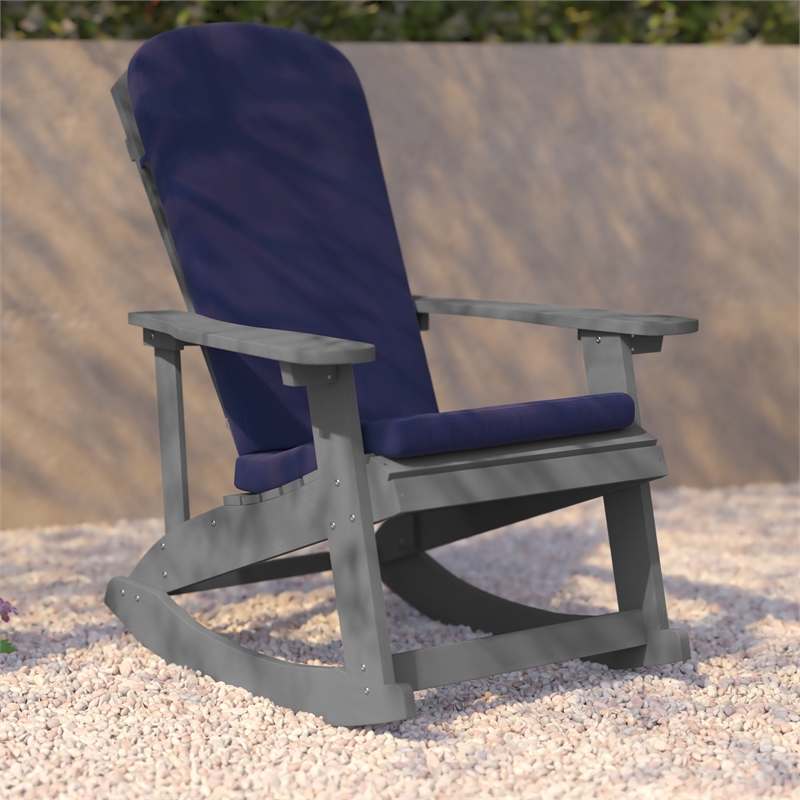 Flash Furniture Savannah Plastic Adirondack Chairs in Gray/Blue (Set of 2)
