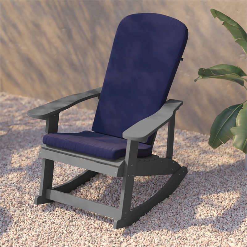 Flash Furniture Savannah Plastic Adirondack Chairs in Gray/Blue (Set of 2)
