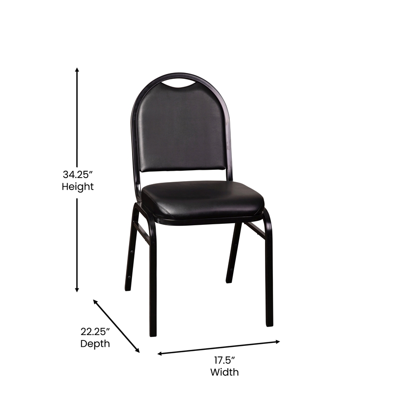 Flash Furniture Black Vinyl Stack Chair with Black Metal Frame