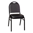 Flash Furniture Black Vinyl Stack Chair with Black Metal Frame
