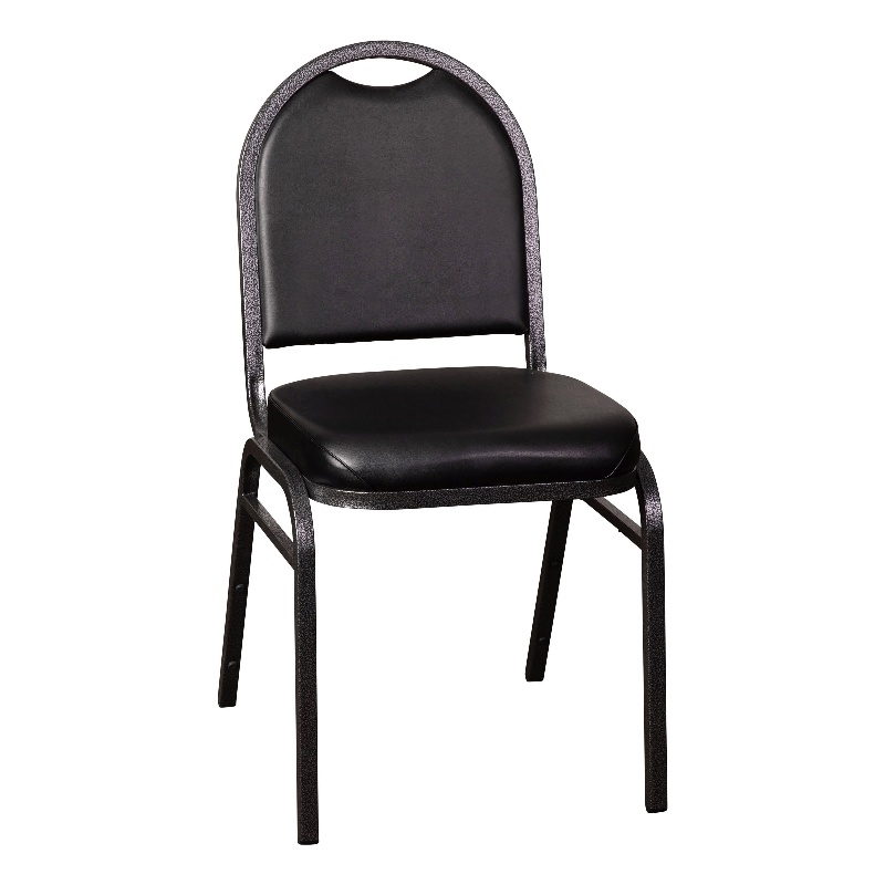 Flash Furniture Hercules Series Vinyl Stacking Banquet Chair in Black/Silver