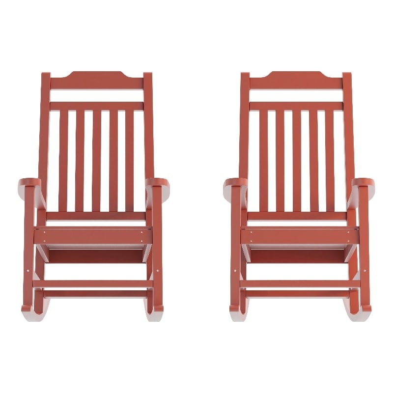 Flash Furniture Winston All-Weather Plastic Rocking Chair in Red (Set of 2)
