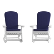 Flash Furniture Savannah Plastic Adirondack Chairs in White/Blue (Set of 2)