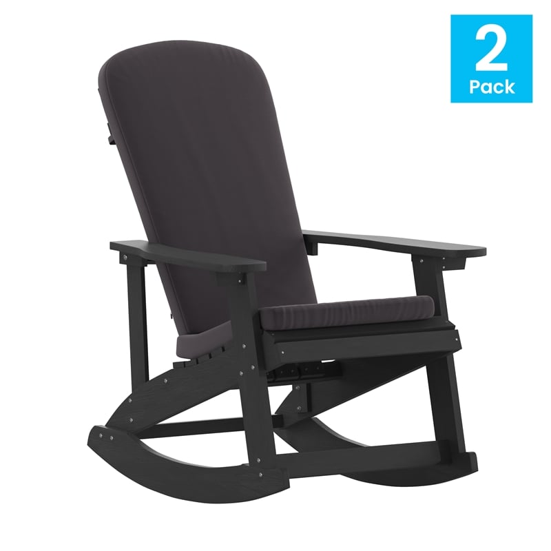 Flash Furniture Savannah Plastic Adirondack Chairs in Black/Gray (Set of 2)