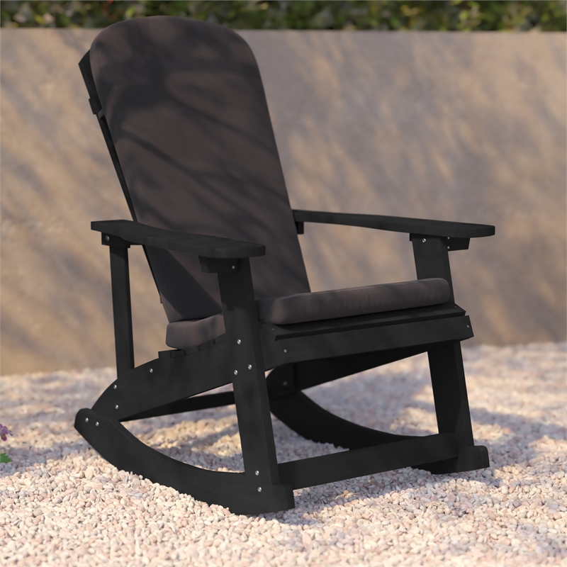 Flash Furniture Savannah Plastic Adirondack Chairs in Black/Gray (Set of 2)