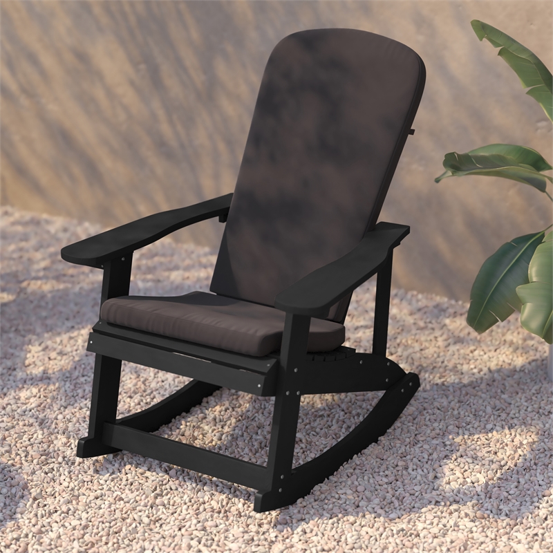 Flash Furniture Savannah Plastic Adirondack Chairs in Black/Gray (Set of 2)