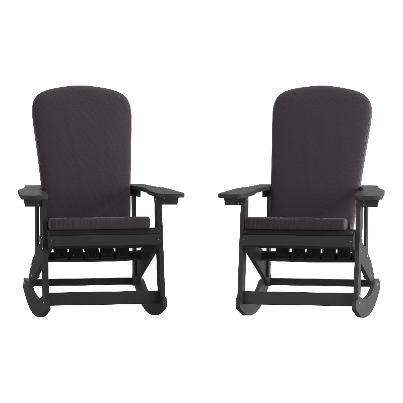 Flash Furniture Savannah Plastic Adirondack Chairs in Black/Gray (Set of 2)