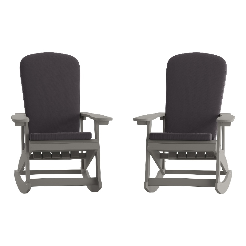 Flash Furniture Savannah Plastic Rocking Adirondack Chairs in Gray (Set of 2)
