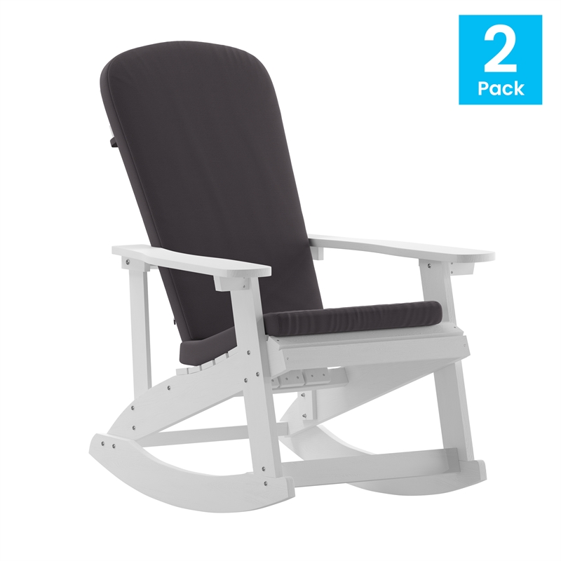 Flash Furniture Savannah Plastic Adirondack Chairs in White/Gray (Set of 2)