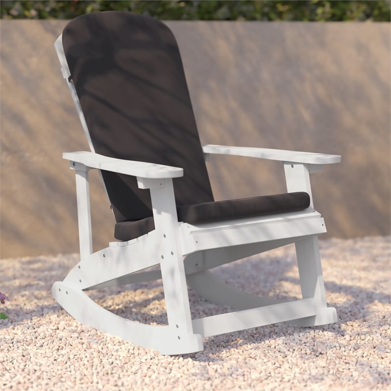 Flash Furniture Savannah Plastic Adirondack Chairs in White/Gray (Set of 2)