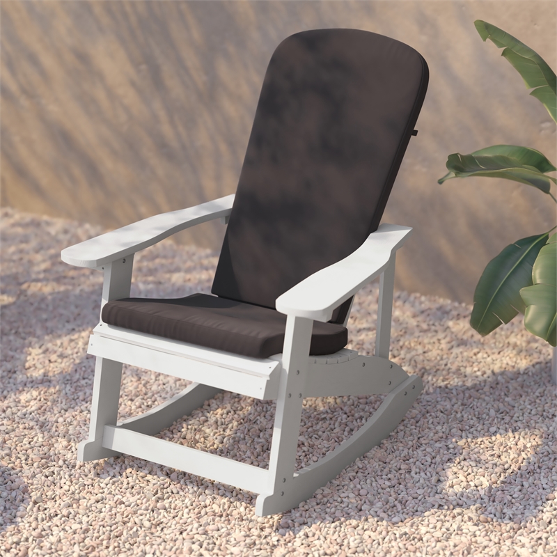 Flash Furniture Savannah Plastic Adirondack Chairs in White/Gray (Set of 2)