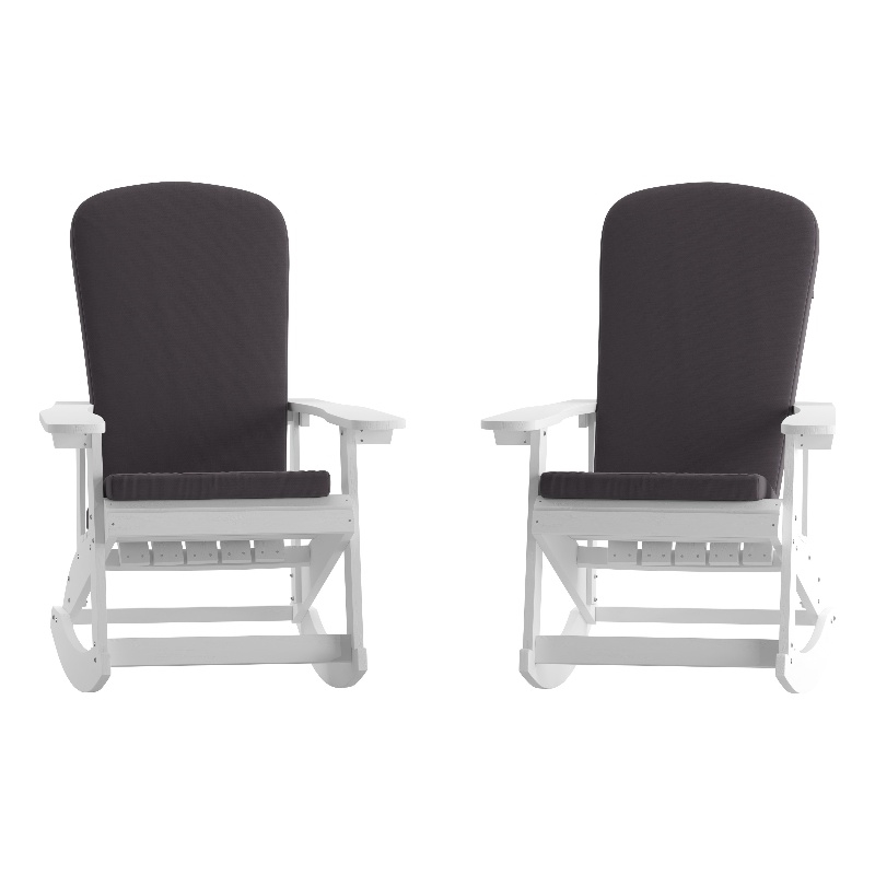 Flash Furniture Savannah Plastic Adirondack Chairs in White/Gray (Set of 2)