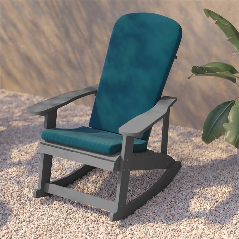 Flash Furniture Savannah Plastic Adirondack Chairs in Gray/Teal Blue (Set of 2)