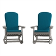Flash Furniture Savannah Plastic Adirondack Chairs in Gray/Teal Blue (Set of 2)