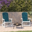 Flash Furniture Savannah Plastic Adirondack Chairs in White/Teal Blue (Set of 2)