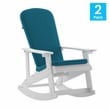 Flash Furniture Savannah Plastic Adirondack Chairs in White/Teal Blue (Set of 2)