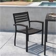 Flash Furniture Lark Aluminum Patio Stack Chairs in Gray Wash Teak (Set of 2)