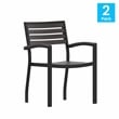 Flash Furniture Lark Aluminum Patio Stack Chairs in Gray Wash Teak (Set of 2)