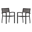 Flash Furniture Lark Aluminum Patio Stack Chairs in Gray Wash Teak (Set of 2)
