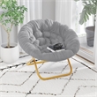 Flash Furniture Gwen XL Fabric Folding Saucer Chair in Gray/Soft Gold