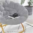 Flash Furniture Gwen XL Fabric Folding Saucer Chair in Gray/Soft Gold