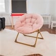 Flash Furniture Gwen Fabric Kids Folding Saucer Chair in Blush Pink/Soft Gold