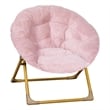 Flash Furniture Gwen Fabric Kids Folding Saucer Chair in Blush Pink/Soft Gold