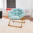 Flash Furniture Gwen Fabric Kids Folding Saucer Chair in Aqua Blue