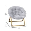Flash Furniture Gwen Fabric Kids Folding Saucer Chair in Gray/Soft Gold
