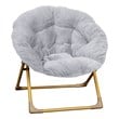 Flash Furniture Gwen Fabric Kids Folding Saucer Chair in Gray/Soft Gold