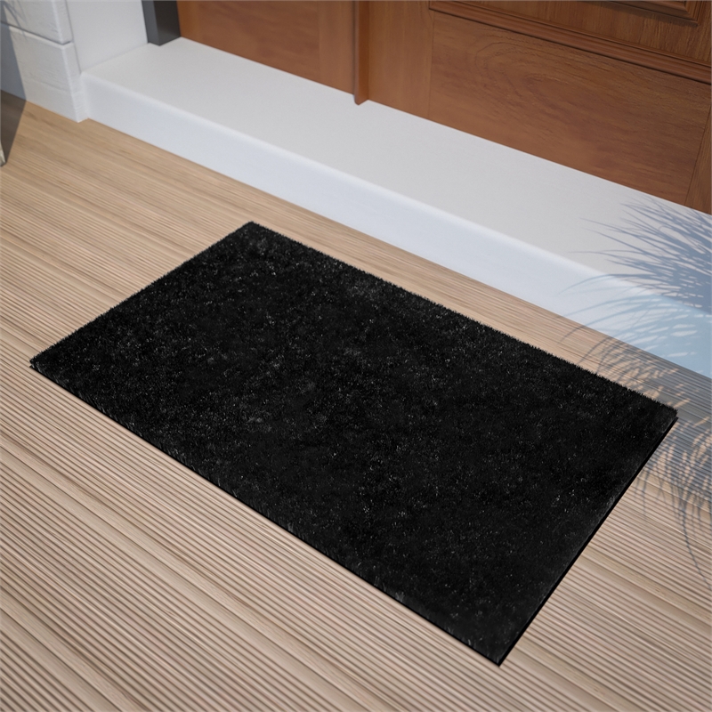 Flash Furniture Harbold Coir Wood Fiber Entryway Doormat in Black