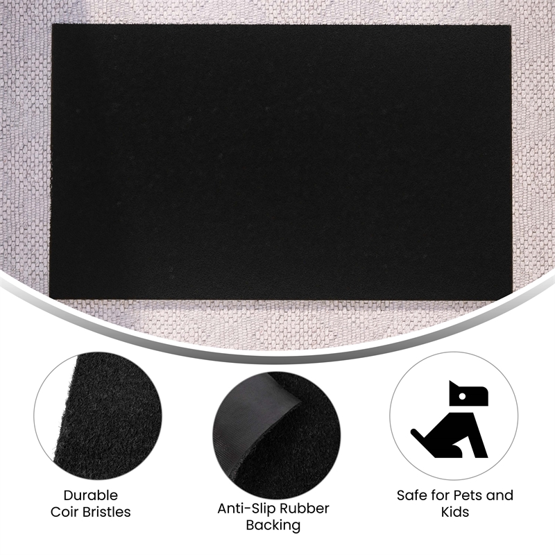 Flash Furniture Harbold Coir Wood Fiber Entryway Doormat in Black