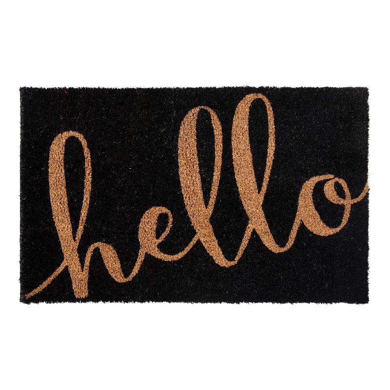 Flash Furniture 18 x 30 Harbold Indoor & Outdoor Coir Doormat with Natural Home Sweet Home Message & Non-Slip Backing Black