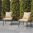 Flash Furniture Hensley Rattan Patio Chairs in Natural & Cream (Set of 2)