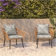 Flash Furniture Hensley Rattan Patio Chairs in Natural & Gray (Set of 2)