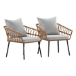 Flash Furniture Hensley Rattan Patio Chairs in Natural & Gray (Set of 2)
