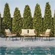 Flash Furniture Hensley 4-Piece Rattan Patio Seating Set in Natural/Cream
