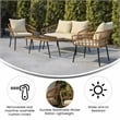 Flash Furniture Hensley 4-Piece Rattan Patio Seating Set in Natural/Cream