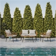 Flash Furniture Hensley 4-Piece Rattan Patio Seating Set in Natural/Gray
