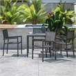 Flash Furniture Harris 5-Piece Top Square Metal Table & Chairs Set in Black